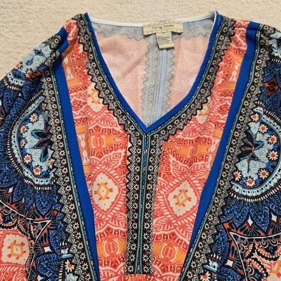 Flying Tomato Dolman Sleeve Printed Top Blouse V-neck Size XS Boho Chic - Picture 3 of 8